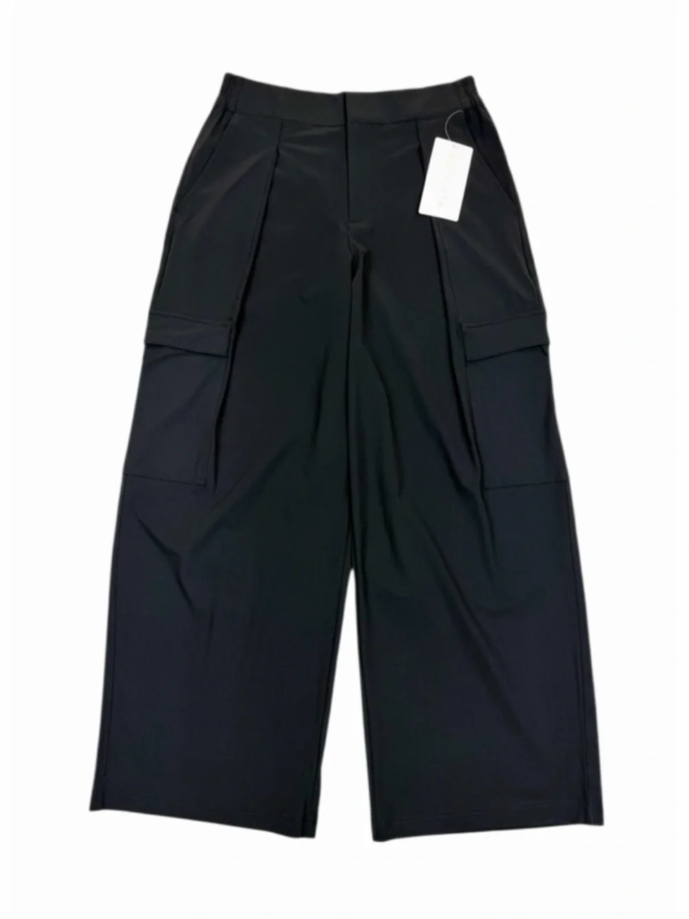 Athleta Pinnacle Cargo Trouser Pants Wide Leg High Rise Pockets Black Size 10 - Picture 7 of 12